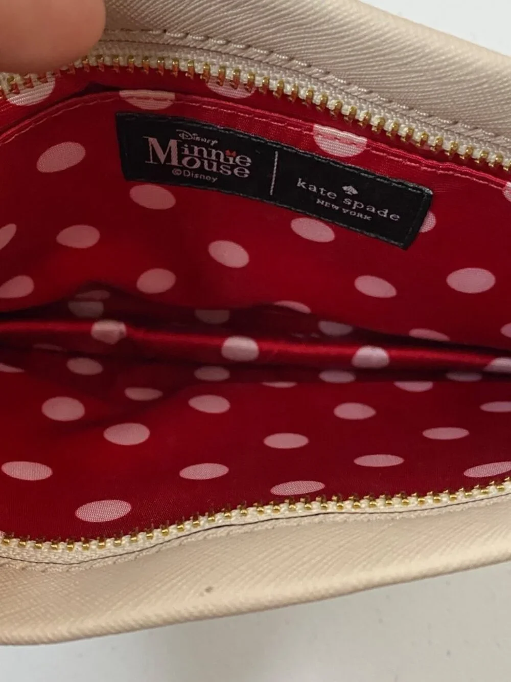 Kate Spade New York Minnie Mouse Crossbody Bag Beige Leather Chain Strap - Picture 11 of 14